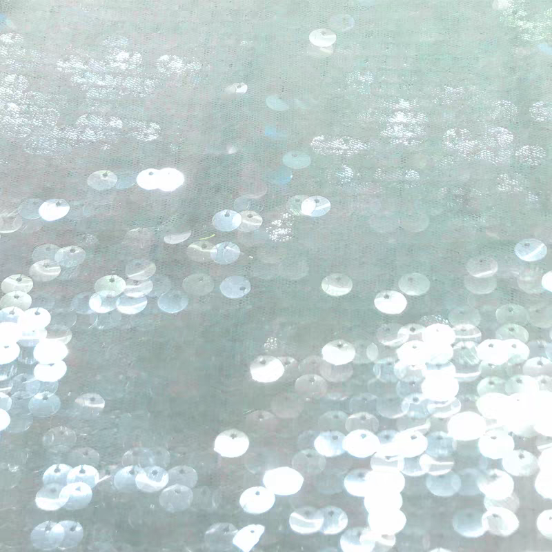 Sequin manufacturer heavy industry embroidery mesh transparent round fabric dress diy material wedding dress decorative cloth