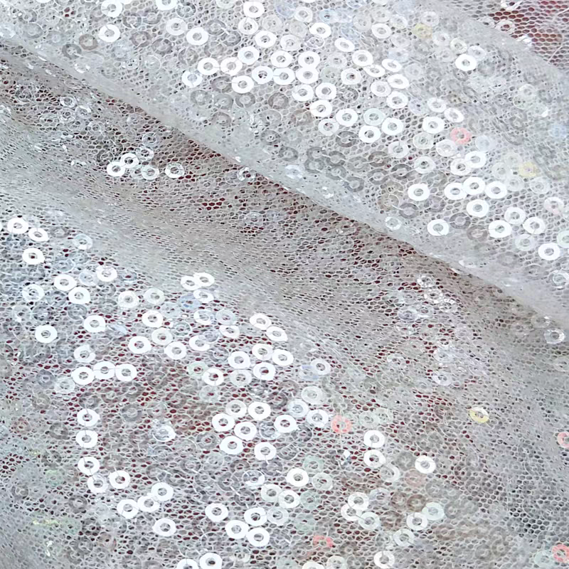 Sequin fabric bean paste pink crystal embroidery mesh random flower wedding evening dress decoration photo background cloth DIY