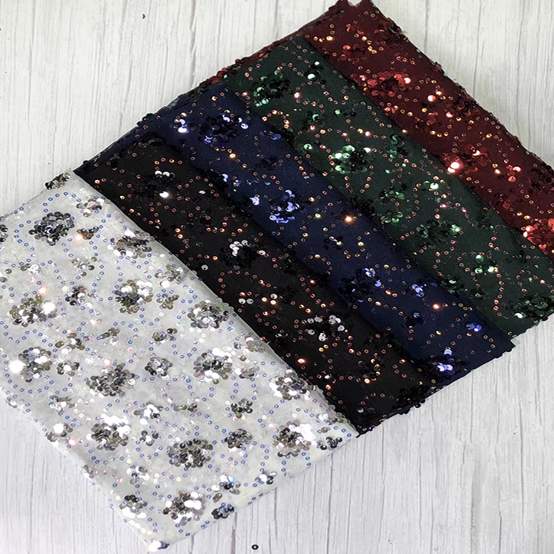 Sequin fabric, polyurethane mesh, beaded embroidered stretch fabric, European and American fashion embroidery fabric, clothing and stage performance fabric