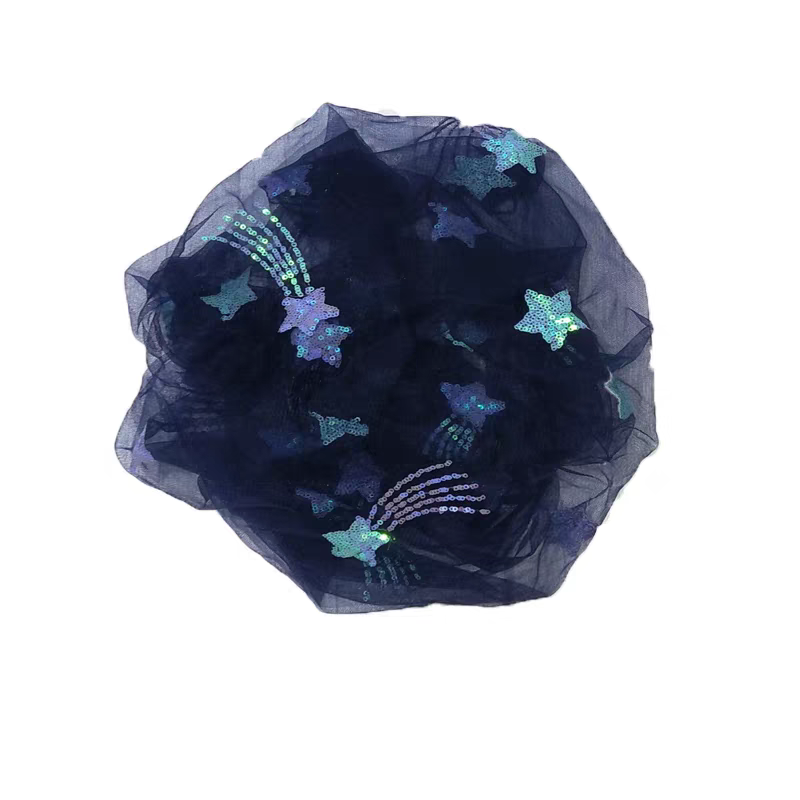 Exquisite Symphony Blue Pentagram Mesh Sequin Fabric Children's Clothes Dress Dress Clothing Women's Clothing Handmade Decorative Cloth
