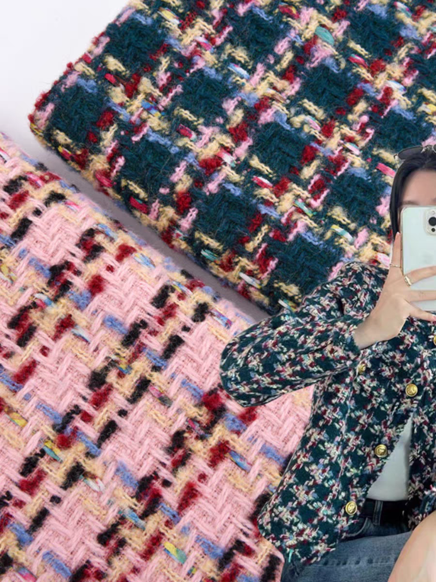 Wool woven thickened tweed fabric Xiaoxiangfeng clothing fabric diy handmade high-definition autumn and winter coat jacket