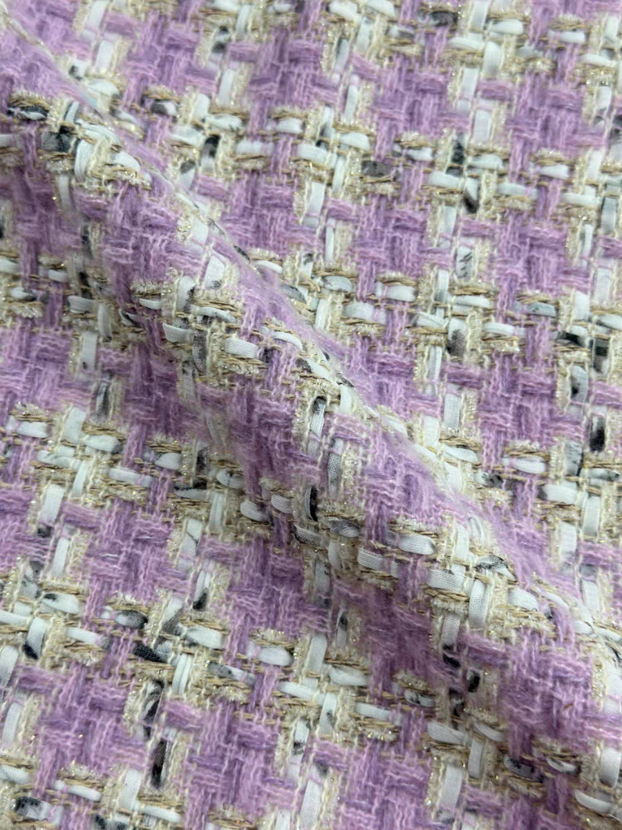 Bright silk high-end heavy industry woven small fragrance fabric clothing fabric coat dress high-end diy high-end coat