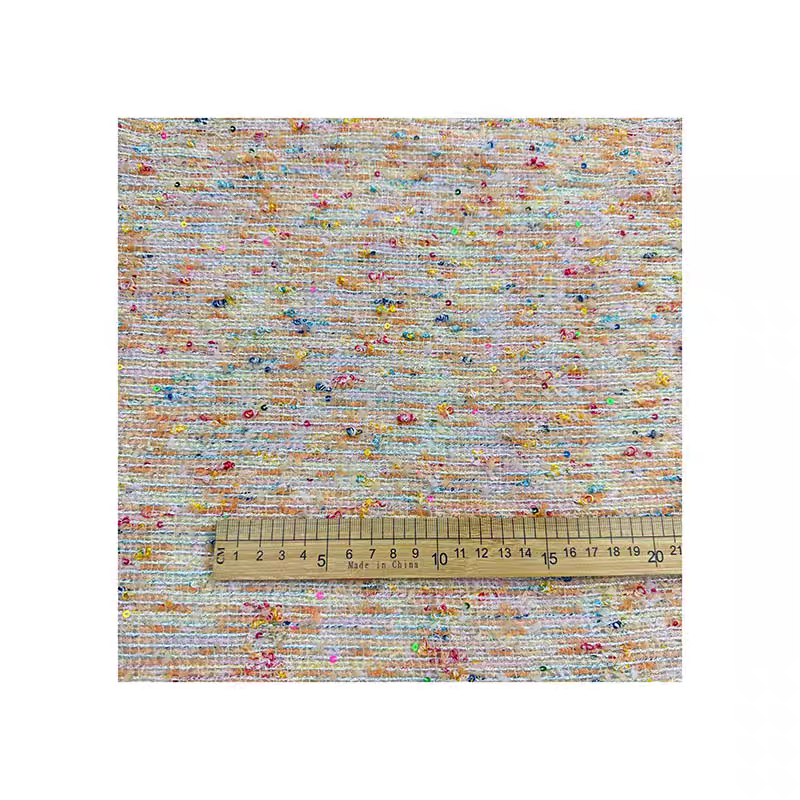 Imported small fragrance fabric, colorful beads, orange high-end custom fabric, designer style, handmade DIY customization