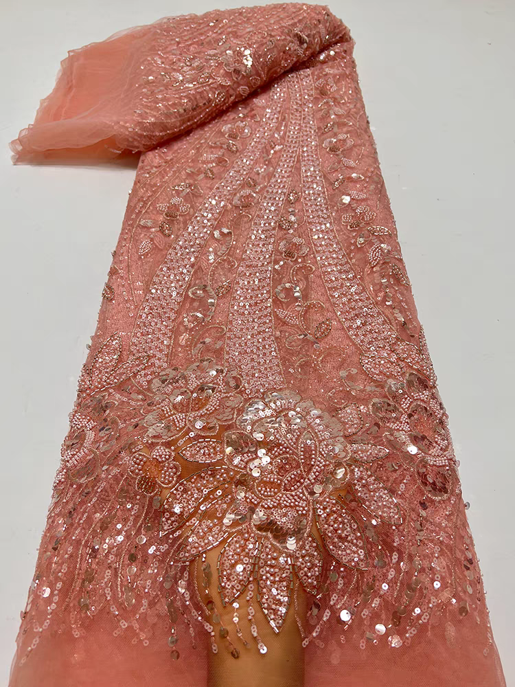 French white fabric heavy bead tube embroidery beading peony sequins embroidery fabric dress wedding dress cheongsam