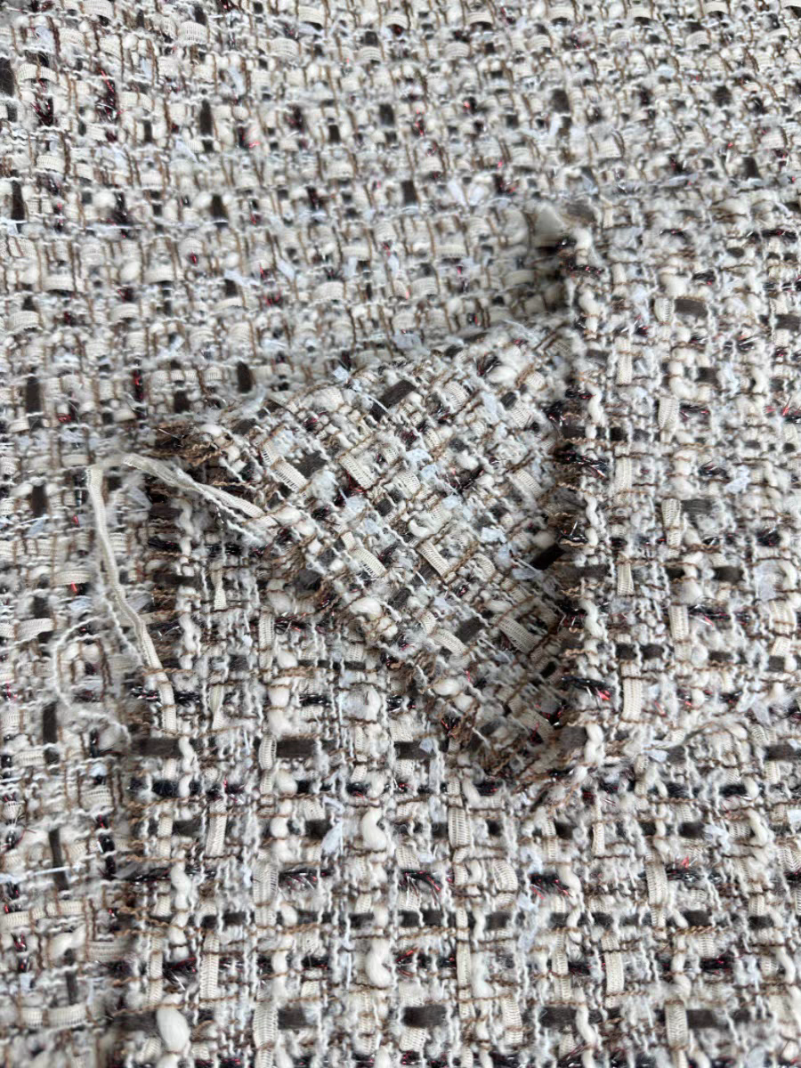 New high-end autumn and winter red small fragrance fabric woven tweed diy wool blend designer suit fabric