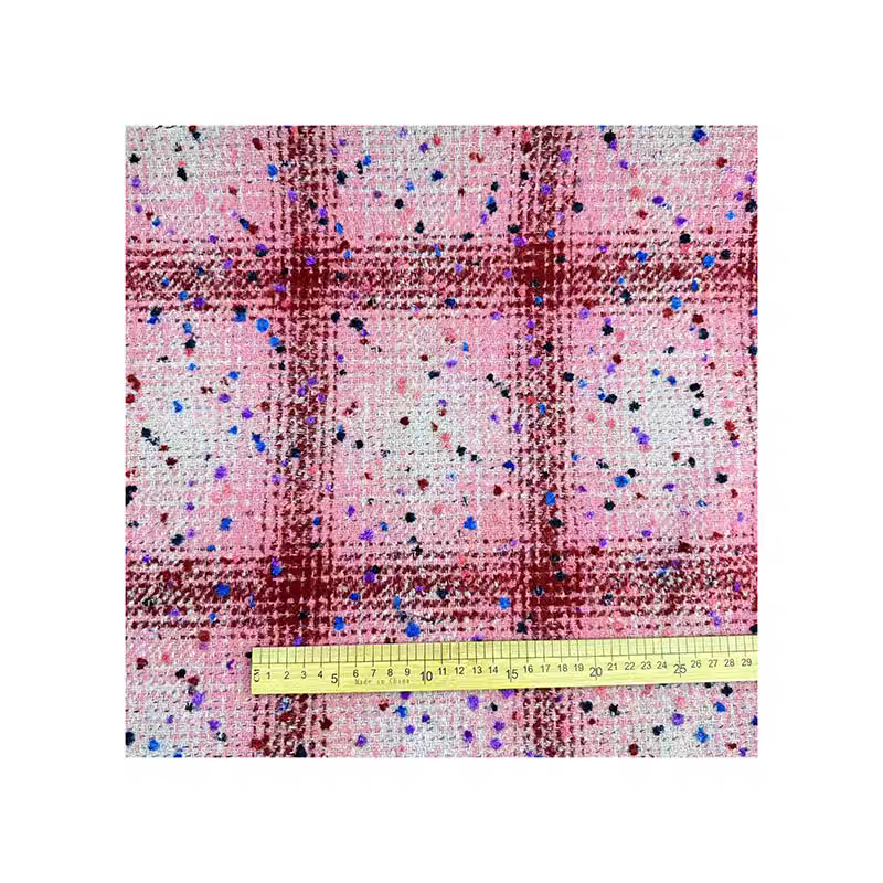 Rose red woven small fragrant tweed fabric C family big-name celebrity catwalk style high-end fabric fashion jacket