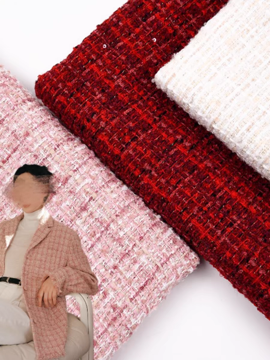 High-end French style fabrics, bouquet woven tweed fabrics, handmade bags, shoes, hats, clothing jackets