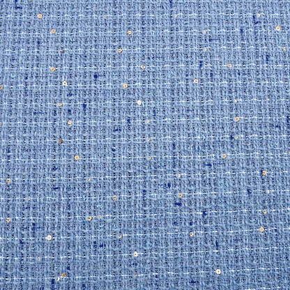 Blue sequin woven small fragrant tweed fabric thickened autumn and winter clothing fabric diy handmade high-definition jacket
