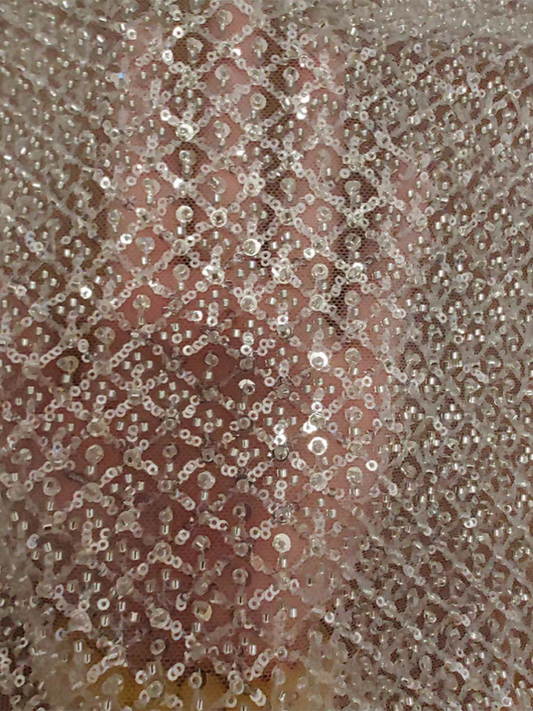 New three-dimensional embroidery sequins beading lace fabric wedding dress mesh accessories DIY decorative clothing fabrics