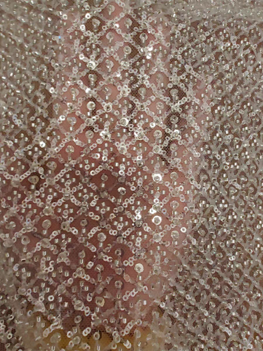 New three-dimensional embroidery sequins beading lace fabric wedding dress mesh accessories DIY decorative clothing fabrics
