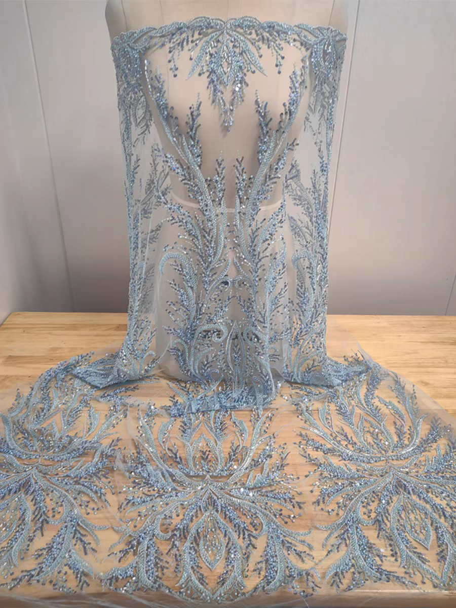 Multicolor lace fabric beaded sequins wedding gauze mesh custom dress DIY clothing accessories lace decorative mesh