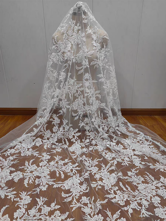 New high quality heavy industry flower embroidery beading lace mesh fabric wedding dress women's dress lace clothing accessories