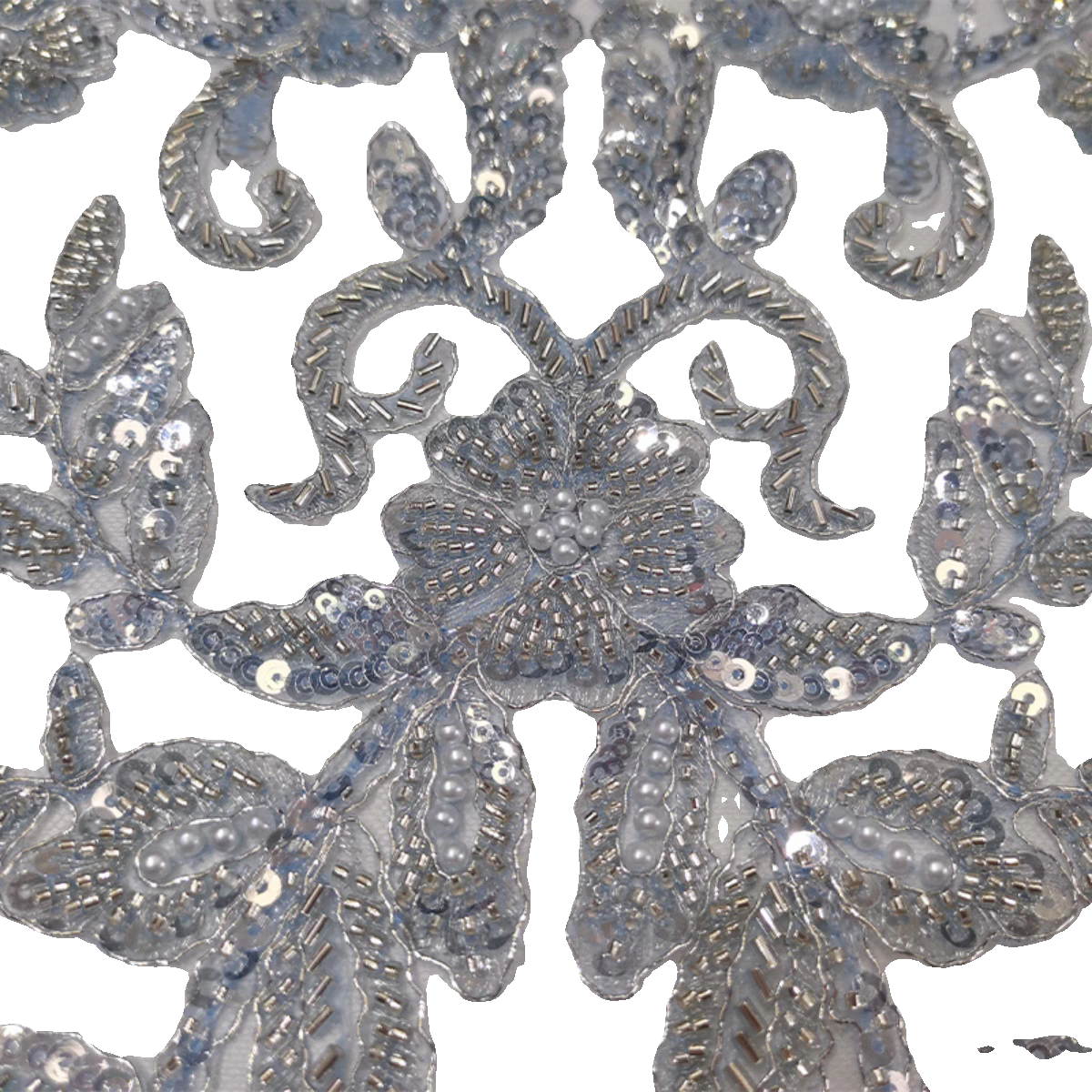 Purple lace mesh fabric heavy leaf flower pattern beaded pearl sequin embroidery fabric dress wedding dress fabric