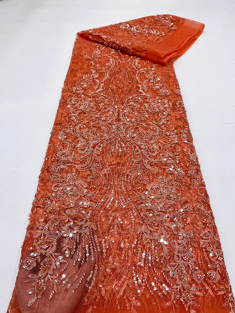Burgundy beaded tube embroidery mesh ethnic silver strands flower lace sequin embroidery fabric dress clothing fabric 5y