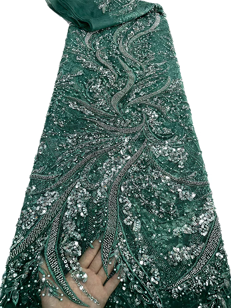 Purple heavy beaded lace mesh beaded pearl sequin embroidery fabric dress clothing wedding dress fabric 5y | Amehandmadesg