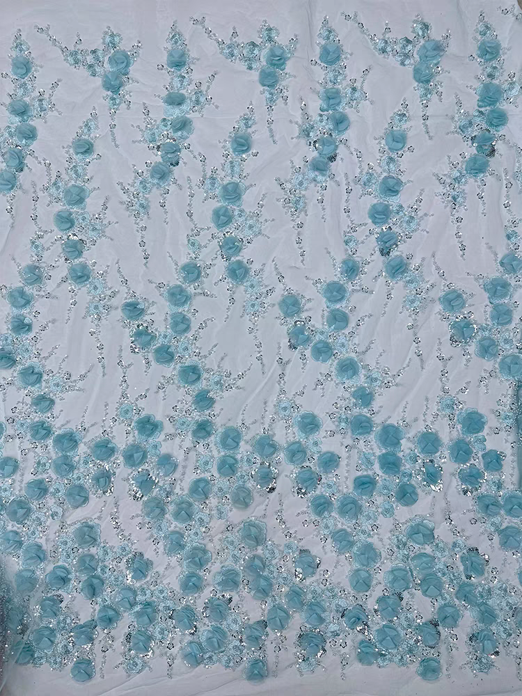 Mesh fabric, beaded tube embroidery, three-dimensional applique flowers, bubble beads, sequins embroidery fabric, dress wedding dress, cheongsam | Amehandmadesg