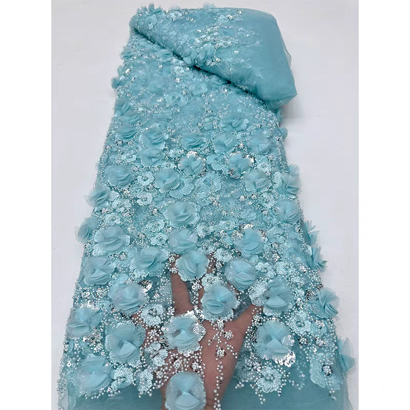 Mesh fabric, beaded tube embroidery, three-dimensional applique flowers, bubble beads, sequins embroidery fabric, dress wedding dress, cheongsam | Amehandmadesg