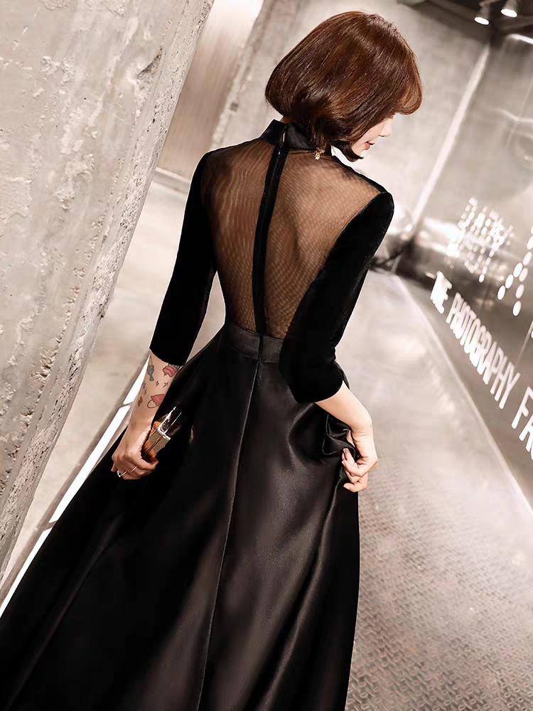 EG-SALE-AME-00111 Satin toast dress new style elegant simple and generous annual meeting long evening dress