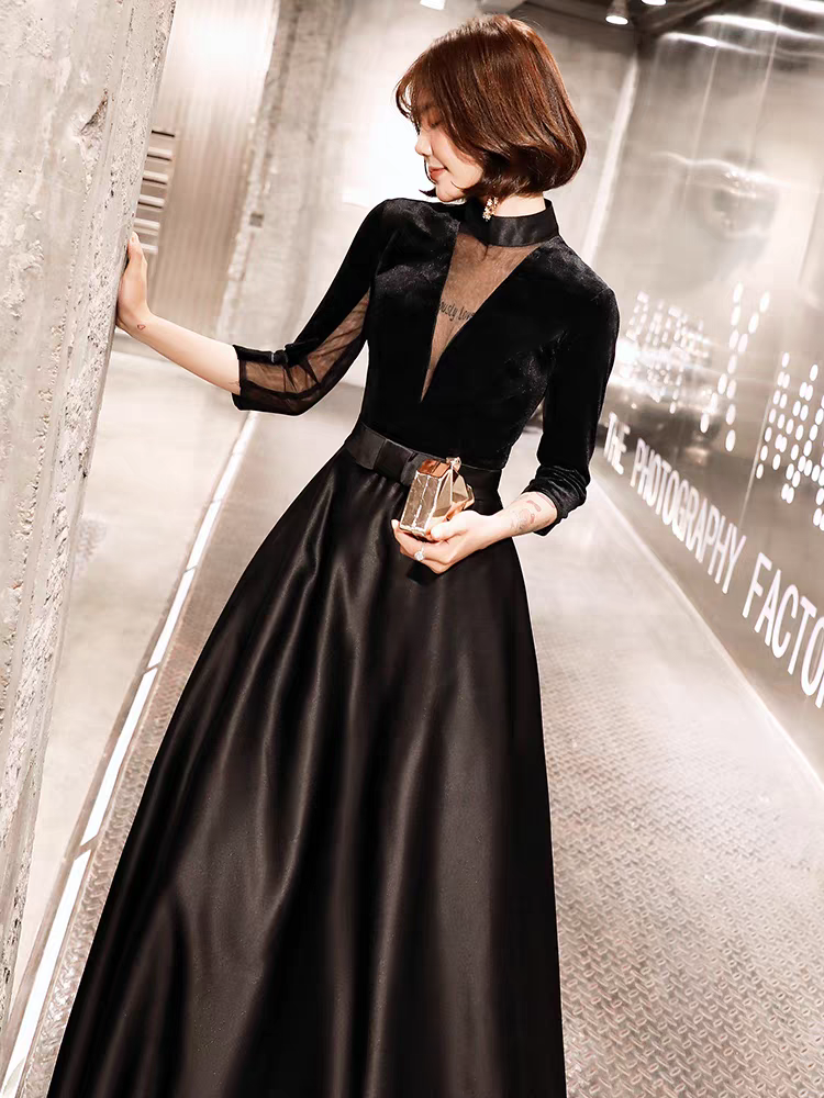 EG-SALE-AME-00111 Satin toast dress new style elegant simple and generous annual meeting long evening dress