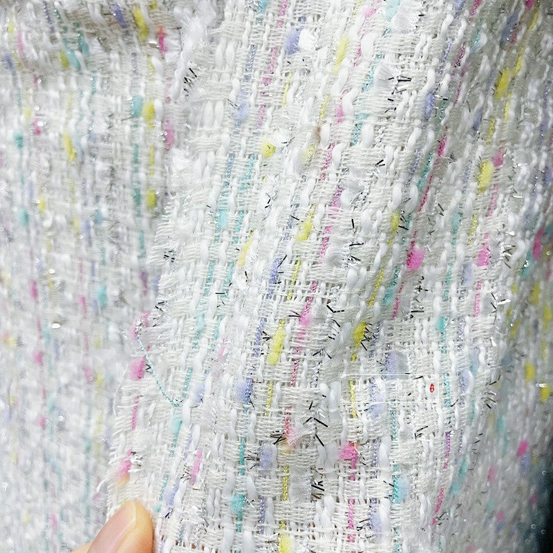 Spring and autumn bright silk yarn-dyed colorful slub fabric small fragrance suit dress fashion suit fabric