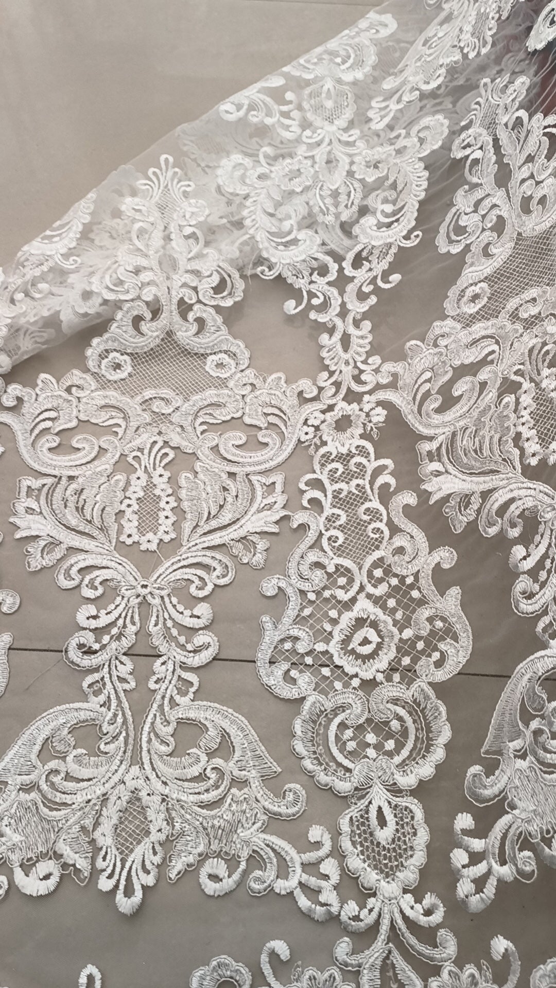 Car bones with sequins high-grade mesh lace fabric European and American brand wedding dress decoration fabric accessories LACE