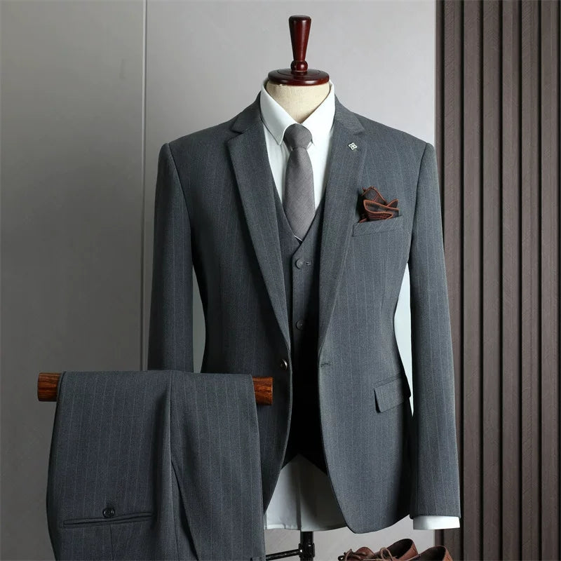 Suit men's British business formal casual suit three-piece suit groom wedding dress