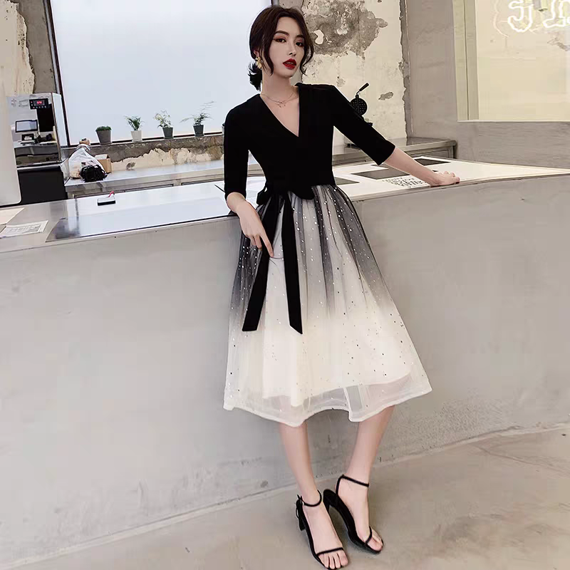 EG-SALE-AME-00109 Small evening dress for women new black banquet temperament gradient dress high-end daily wear host spring