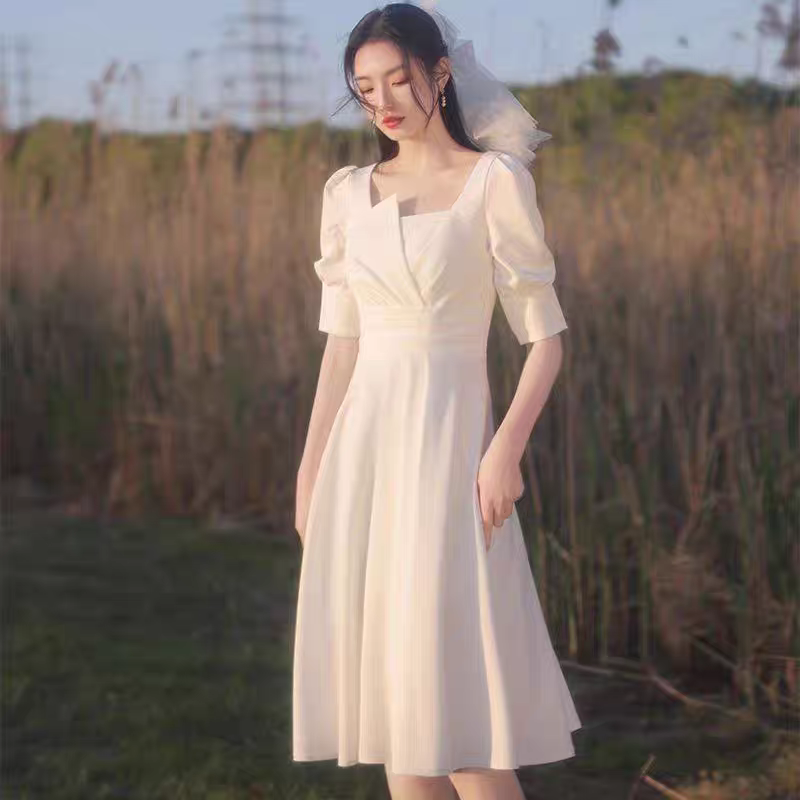 EG-SALE-AME-00105 Evening dress for women, light luxury, niche, high-end party, high-end feeling, usually can be worn, blue bridesmaid dress,