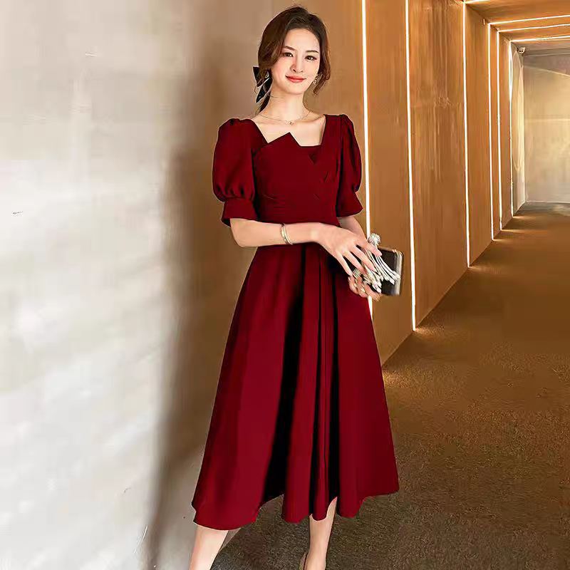 EG-SALE-AME-00105 Evening dress for women, light luxury, niche, high-end party, high-end feeling, usually can be worn, blue bridesmaid dress,