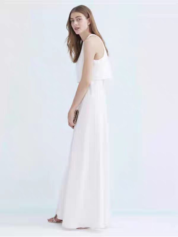BG-WED-AME-10070 High-end custom Danish fashion niche personality split satin minimalist style elegant backless light wedding dress