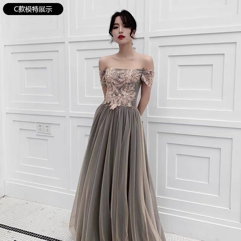Sister group bridesmaid dressing with the same paragraph temperament 2019 new winter slim long paragraph usually wear dress female
