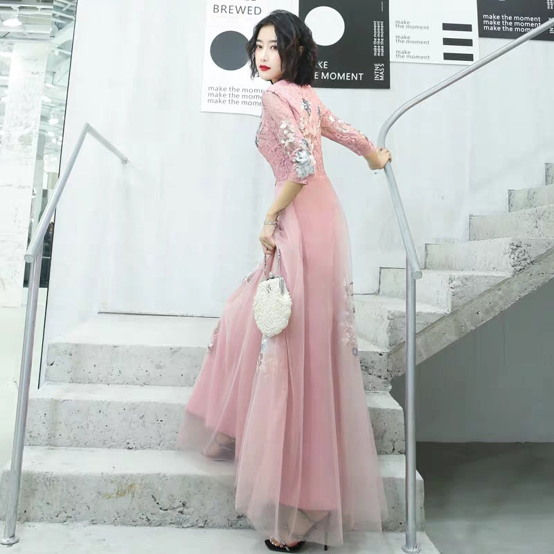 Chinese toast clothing bride cheongsam 2019 new autumn and winter long wedding dress skirt thank you feast in the sleeves thin female