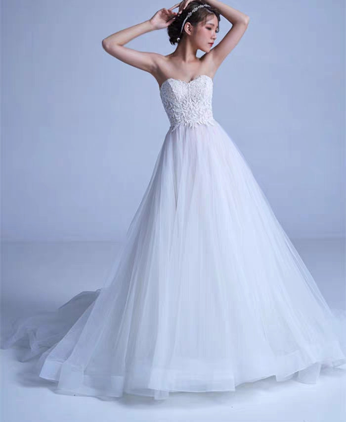 Mori light wedding dress new simple bra high waist thin wedding dress lawn brigade pat beach skirt drag tail