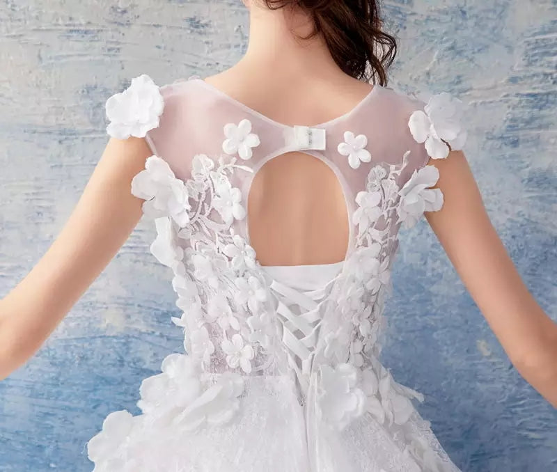 Spring and Summer new gentle fairy three-dimensional flower big tail bride wedding dress 1618