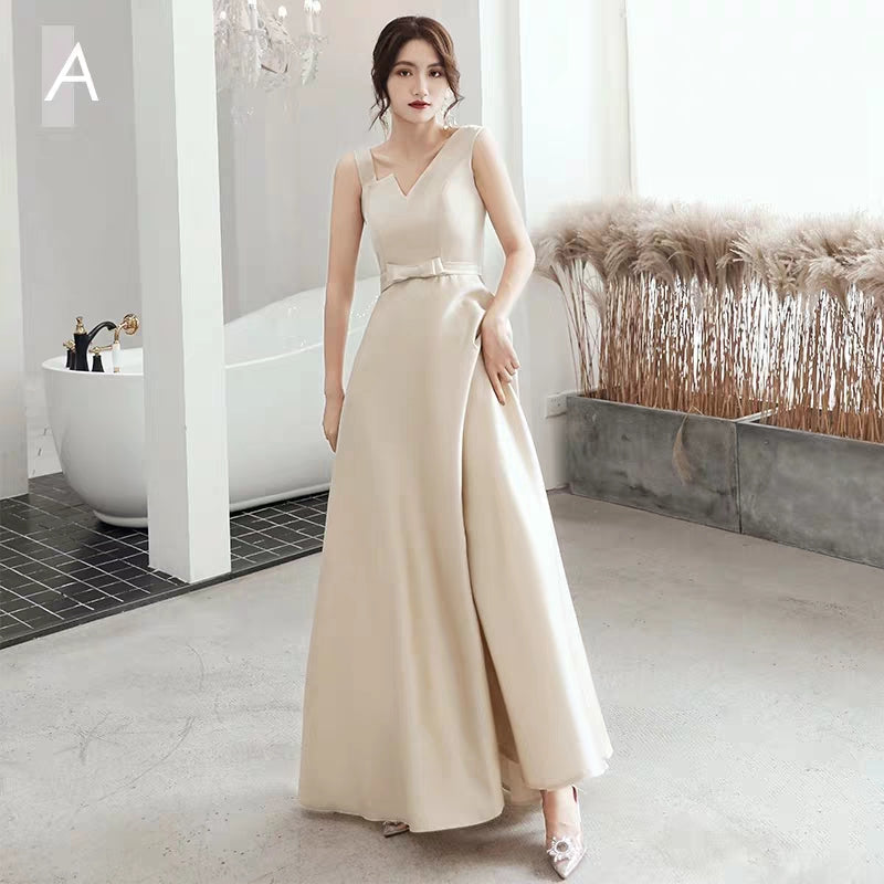 Chorus performance costume evening dress dress female fairy temperament host autumn and winter long skirt female slim bridesmaid dress