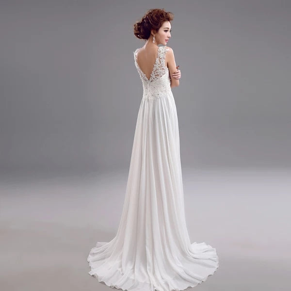 Luxury Lace Deep V-neck Backless Korean Fishtail Trailing Bride Wedding DressNew Spring 1910