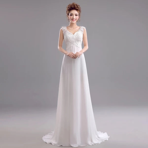 Luxury Lace Deep V-neck Backless Korean Fishtail Trailing Bride Wedding DressNew Spring 1910