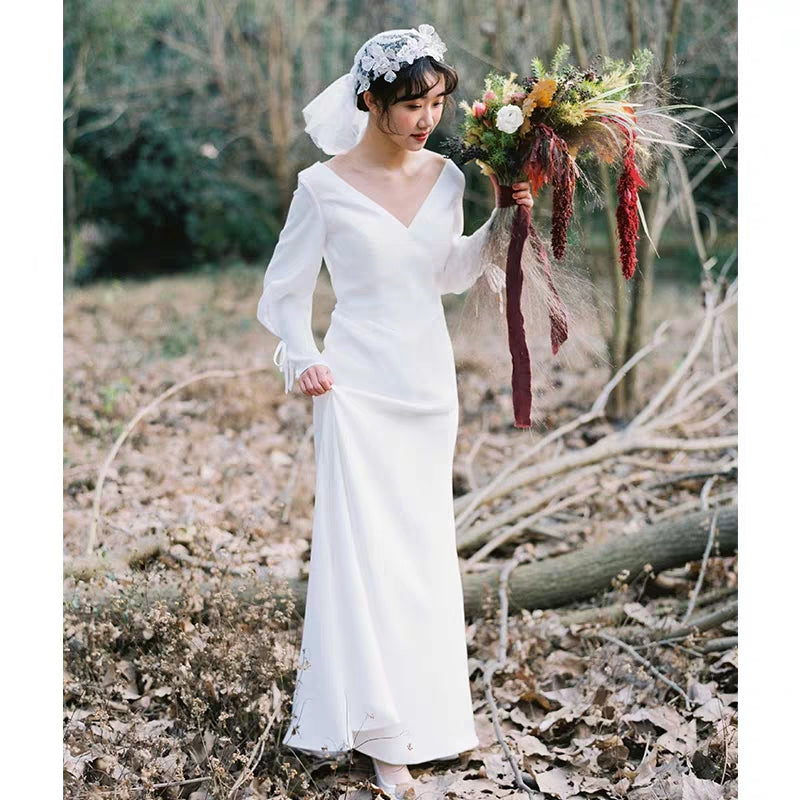 French light wedding dress new bridal travel shooting Sen department simple go out sexy sexy backless dress dress