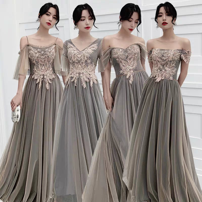 Sister group bridesmaid dressing with the same paragraph temperament 2019 new winter slim long paragraph usually wear dress female