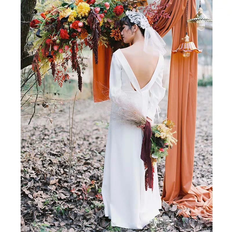 French light wedding dress new bridal travel shooting Sen department simple go out sexy sexy backless dress dress