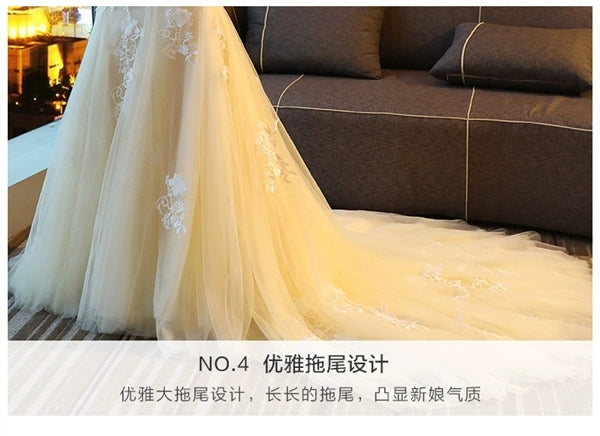 Summer new vibrato net red wedding dress cover thick arm word shoulder fishtail skirt small tail wedding clothes women