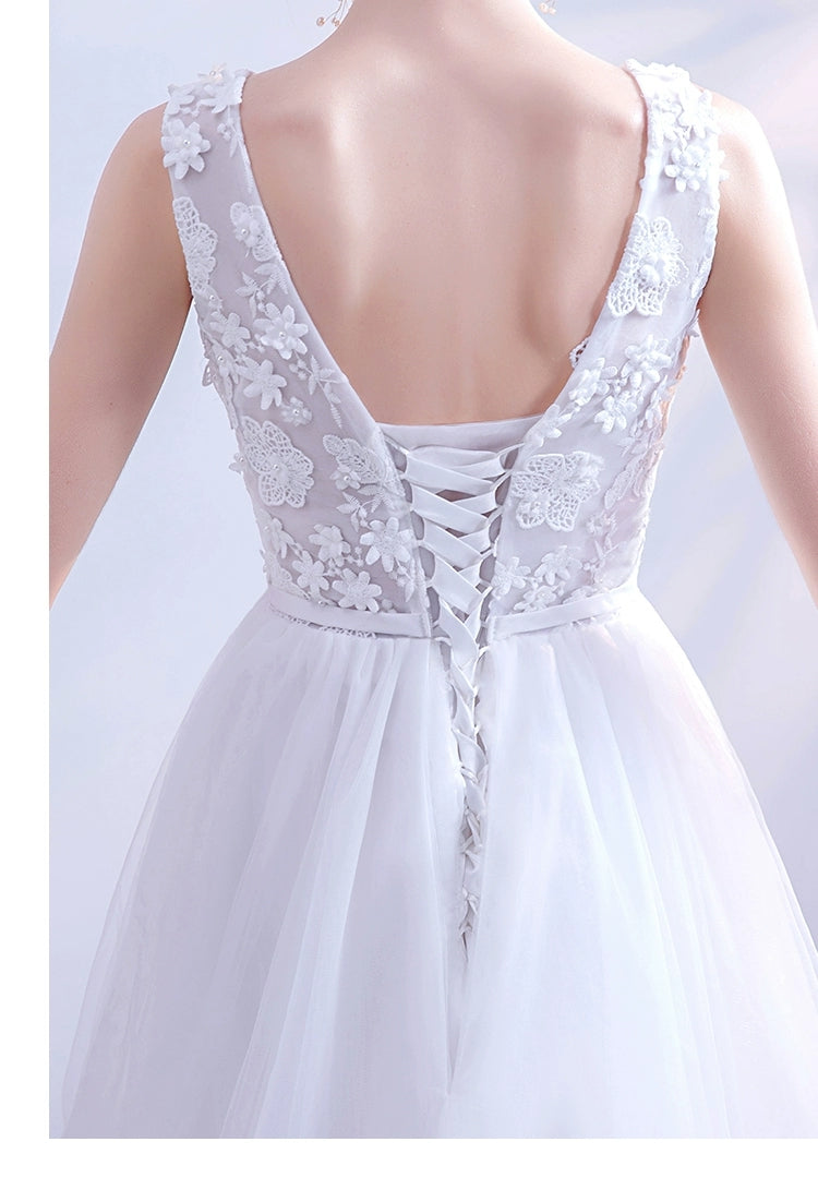 Wedding dress Flower Fairy Super Fairy French Lace Flower Bride Brigade Shoot sit outside light wedding dress 2826.