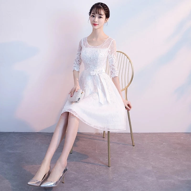 Banquet evening dress women fashion elegant white short