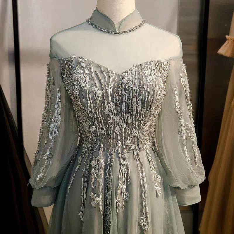 Bridesmaids new banquet long sleeves can usually wear fairy-like dream dress birthday evening dress