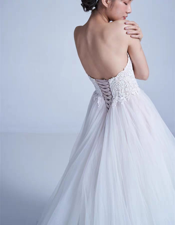 Mori light wedding dress new simple bra high waist thin wedding dress lawn brigade pat beach skirt drag tail