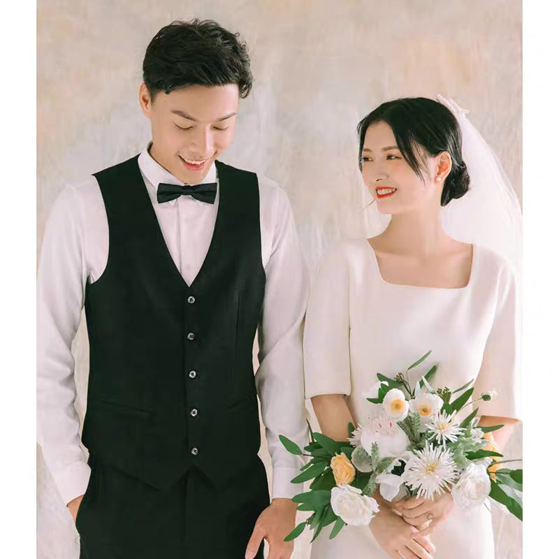 Korean light wedding dress new temperament square collar simple dress small everyday can wear a skinny dress summer