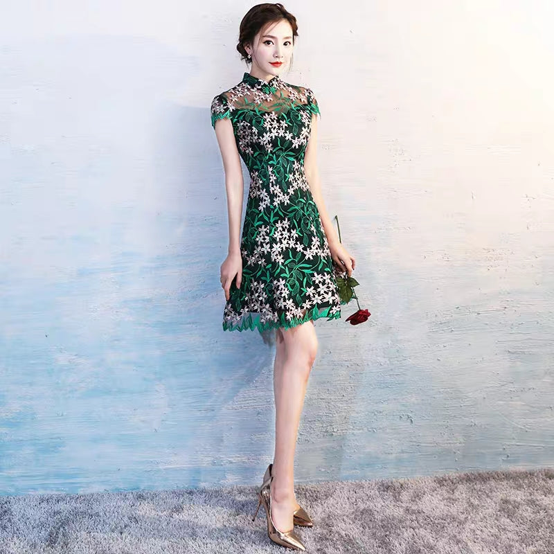 Maiden cheongsam dress 2020 new bone-cut short sexy body building fashion modern young modified