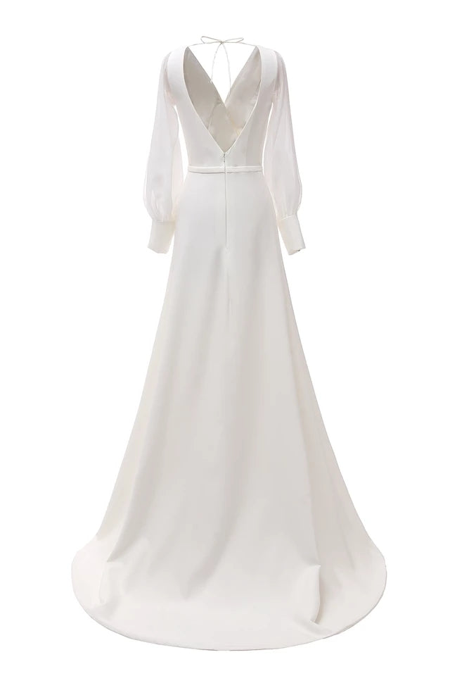 Long-Sleeve Draped ROM Gown