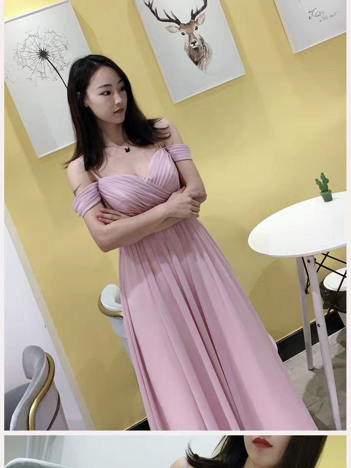 Bridesmaid dress female long chiffon sister long skirt was thin girlfriends small dress bridesmaid dress evening dress Slim
