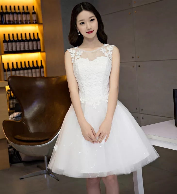 Bride wedding dress word shoulder new wedding dress short paragraph wedding dress was thin lace shoulder puff skirt